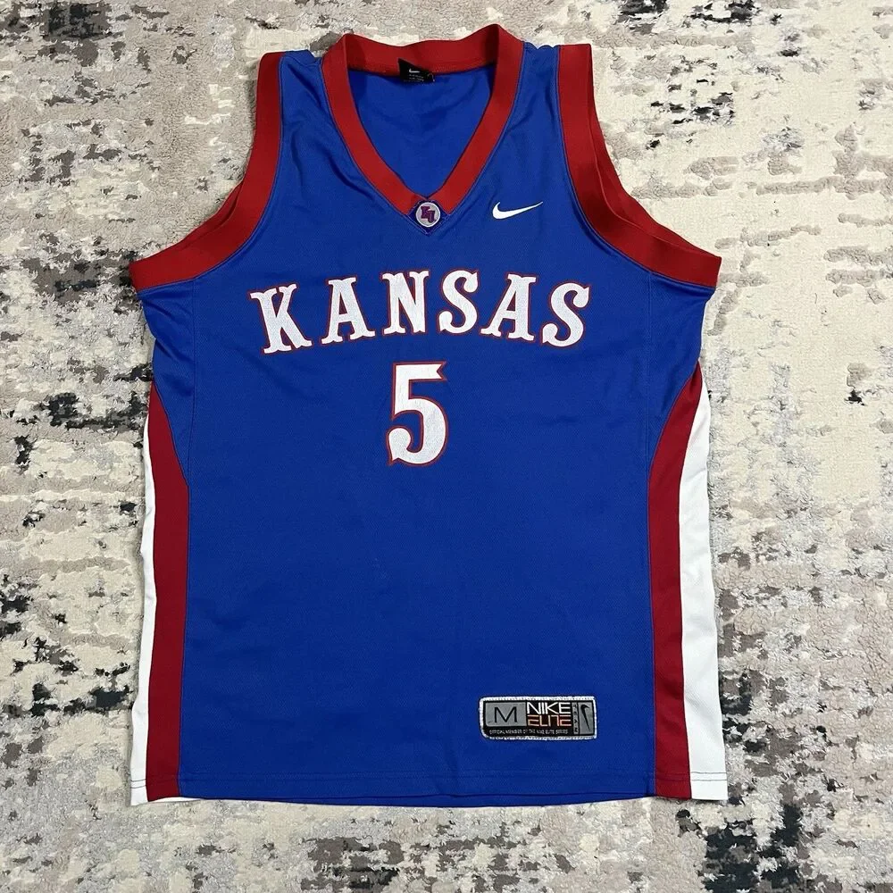 Vintage Nike Elite Team Kansas Jayhawks #5 Keith Langford Basketball Jersey Sz M